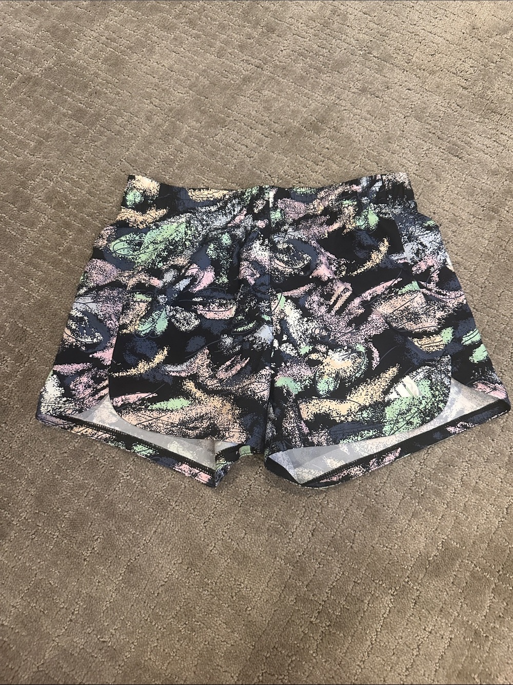 adidas Black Shorts with Pastel Abstract Print girls 14